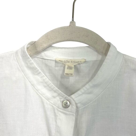 Eileen Fisher 100% organic linen button up tunic shirt‎ Size XXS white - Picture 2 of 6